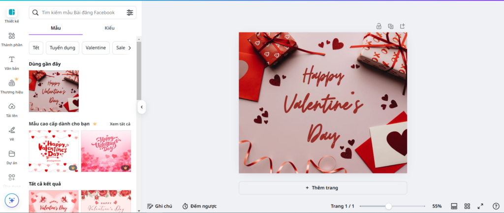 Tạo thiệp Valentine bằng Canva