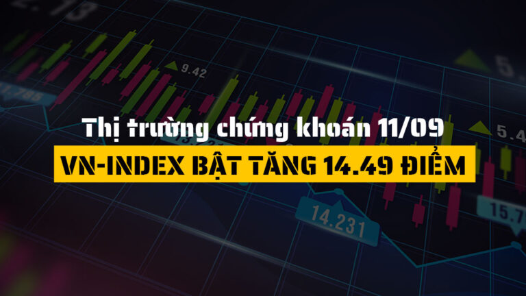 Thị trường chứng khoán hôm nay 11/09: VN-Index Bật Tăng 14.49 Điểm, Bất Động Sản Dẫn Sóng, Khối Ngoại Bán Ròng